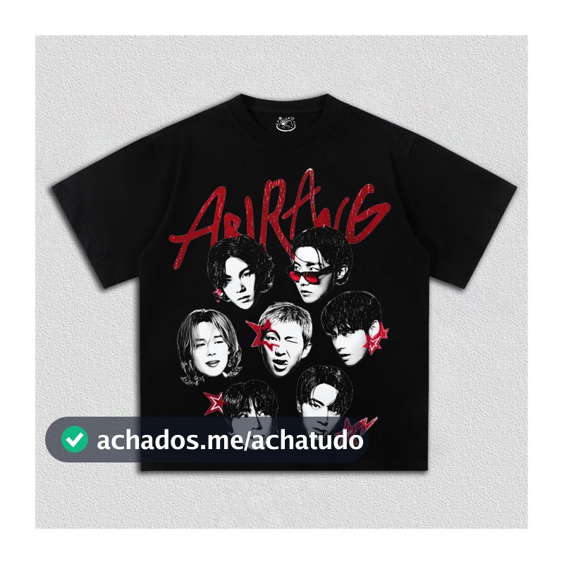 Camiseta Masculina Feminina Arirang Grupo Kpop Montagem Rostros Estrelas Vintage Oversized Unissex Algodão Premium
