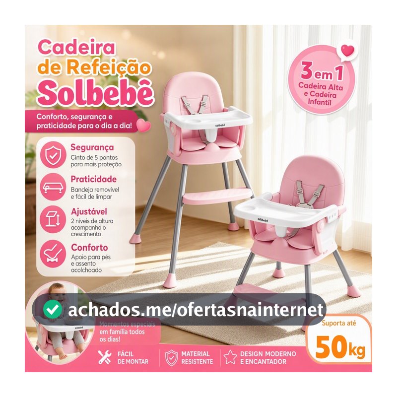 Cadeira De Alimentação Bebê Portátil Jantar Dobrável Multifunções Assento