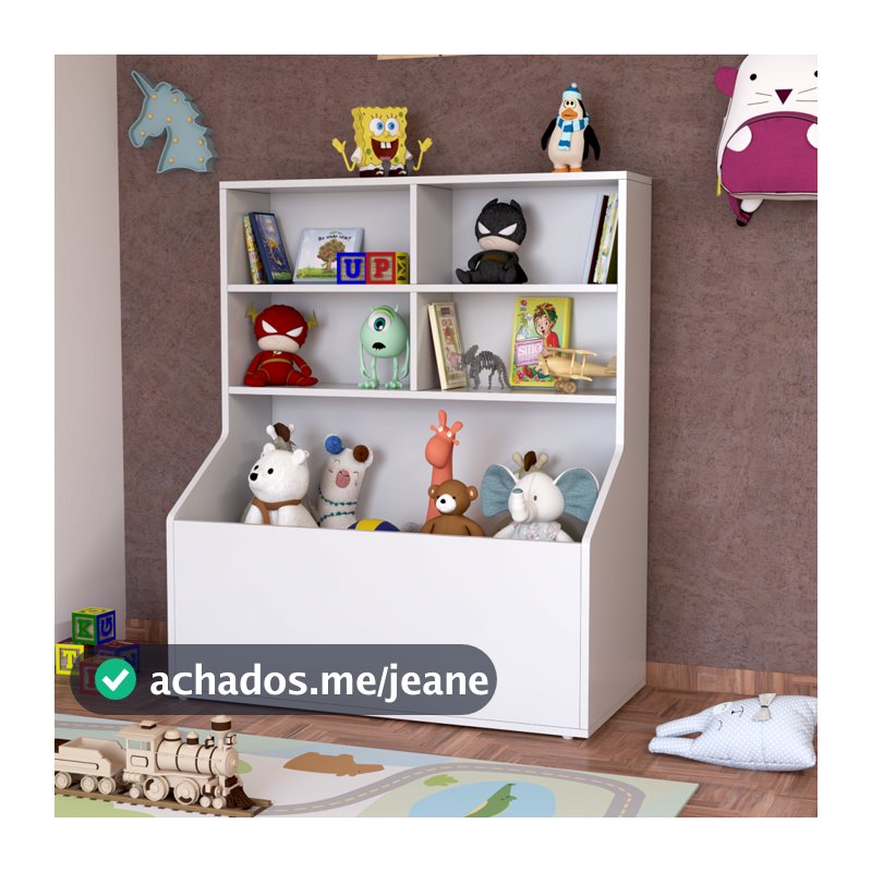 Organizador de Brinquedos - Estante Infantil Prateleira com Baú  4 Nichos