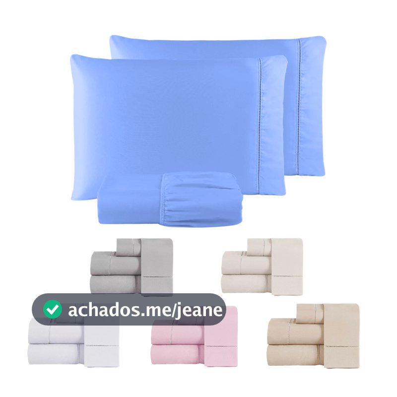 Jogo de Lençol 100% algodão percal 200 fios King Ponto Palito 03 Peças para cama box solteiro casal