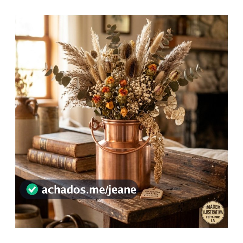 Latão de Leite Alumínio Cor Cobre Decorativo – Leiteira Fazenda Vintage Rustica