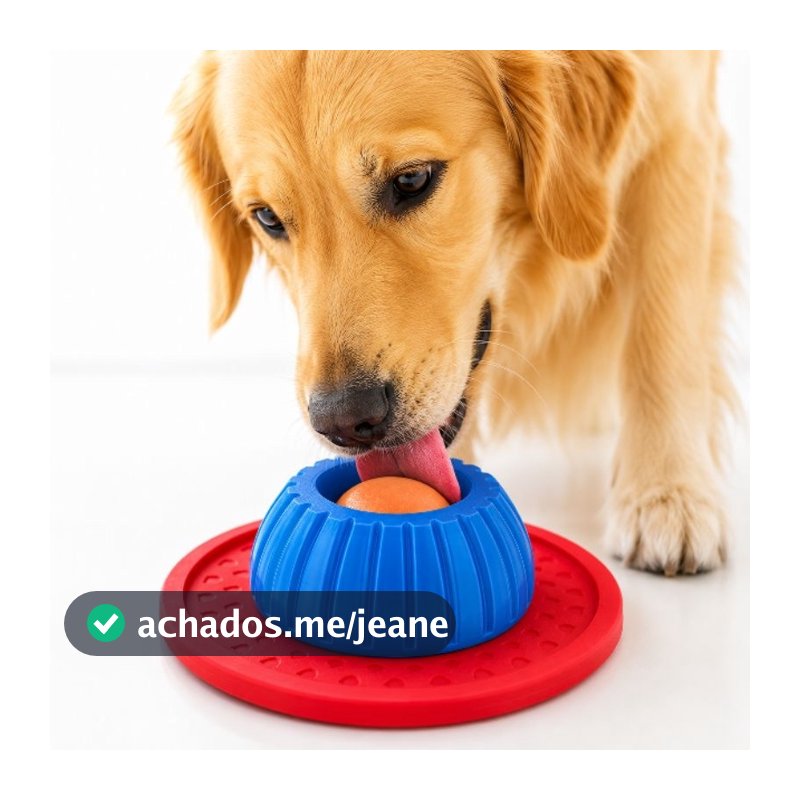 Lambedor Pet Com Ventosa Bolinha Giratória Rotativa Comedouro Lento Anti Estresse Cães Gatos