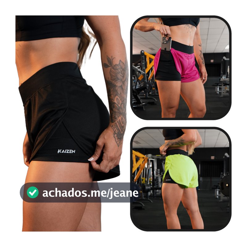 Shorts compressão 2 em 1 feminino para academia e corrida ou crossfit