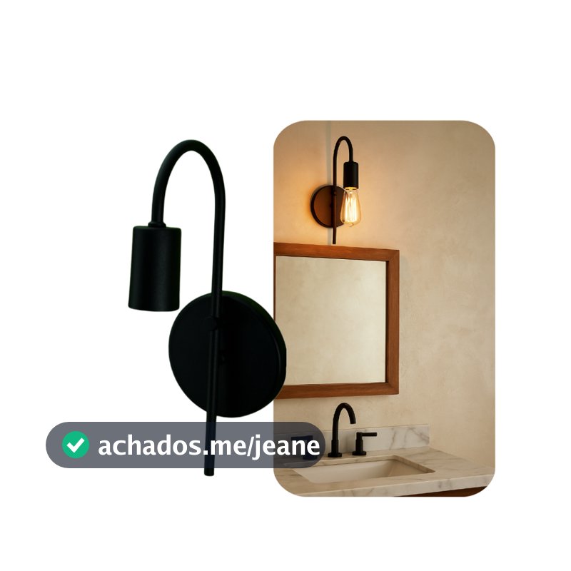 Arandela Jota Industrial Luminaria Quarto Abajur Bocal E27 Gourmet