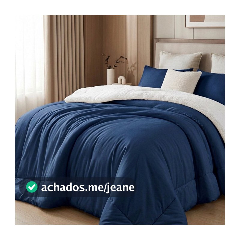 Edredom Coberdrom Casal Queen 400 Fios 220x240cm Sherpa lã Carneiro Dupla Face Aveludado Casa Dona