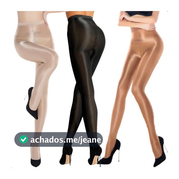 Meia Calça Acessório Feminino Anti Celulite Brilhante Nylon E Spandex Fio 70D Tamanho Único P ao G