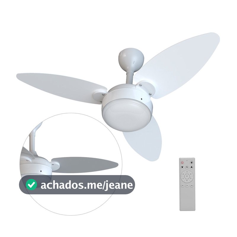 Ventilador de teto 3 pás Inverter dupla face branco/cinza com controle remoto Elluz Ventisol