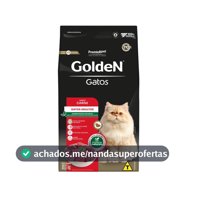 Ração pra Gatos Adultos sabor Carne 10.1kg Golden