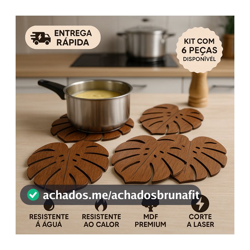 kit Descanso Apoio Suporte de Panela quente OU Porta Copo Proteção Pratos Jarras Suco Café Decoração Casa Cozinha Mesa