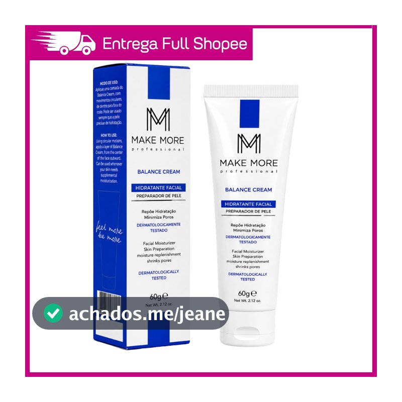 Creme Hidratante Facial Balance Cream Make More 60g Para o Rosto Vegano