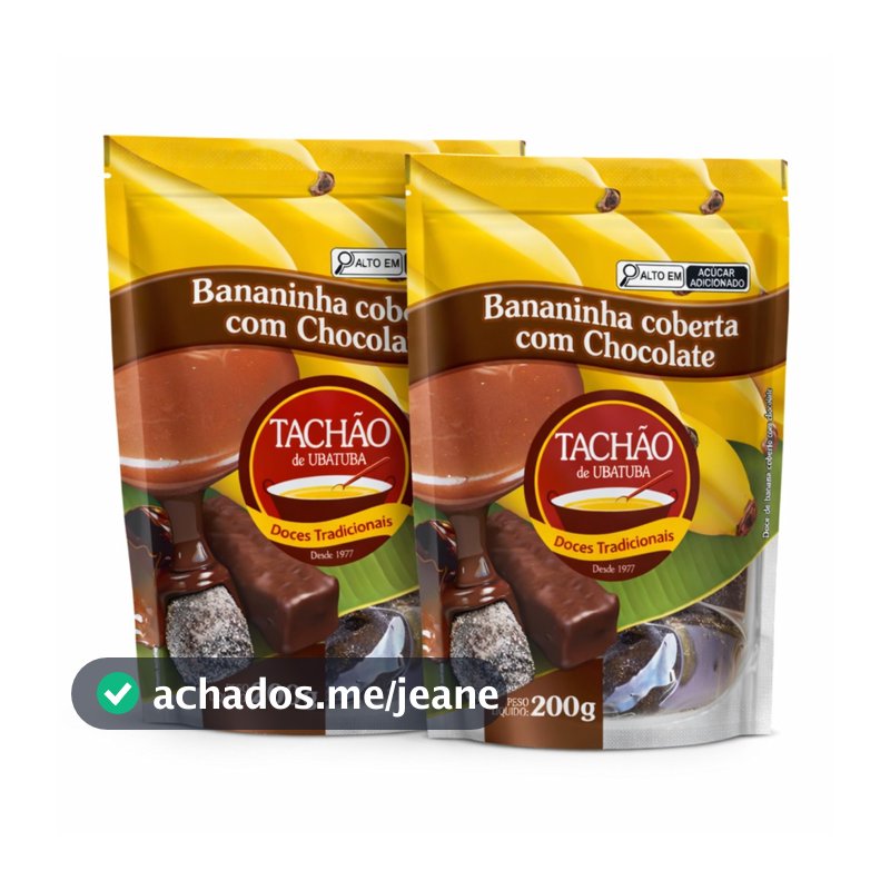 Kit 2 Bananinha com Chocolate TACHÃO DE UBATUBA 200g