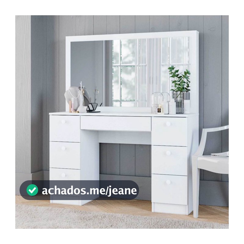 Penteadeira Ditália 7 Gavetas PE-80 Branco UV Acetinado