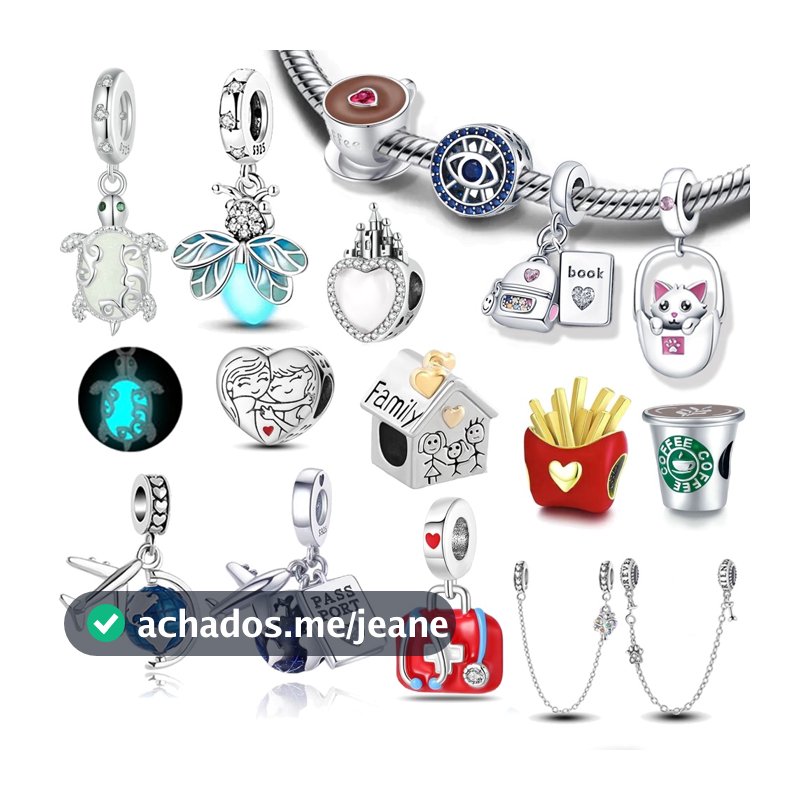 Berloque 925 prata jóias cão pingente balão avião charme café clássico