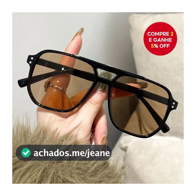 Óculos De Sol Retrô De Feixe Duplo , Armação Grande , Proteção UV , Lentes Oceânicas Em Chá Preto/Amarelo Para O Inverno