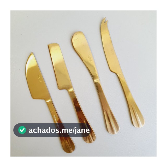 Conj. 4 Facas Aço Inox p/Queijo Positano Dourado - Lyor