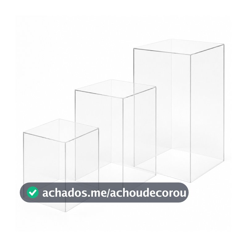 Kit Cubos de Acrílico 80cm/60cm/40cm - Transparente  Decoração Eventos Trio Completo