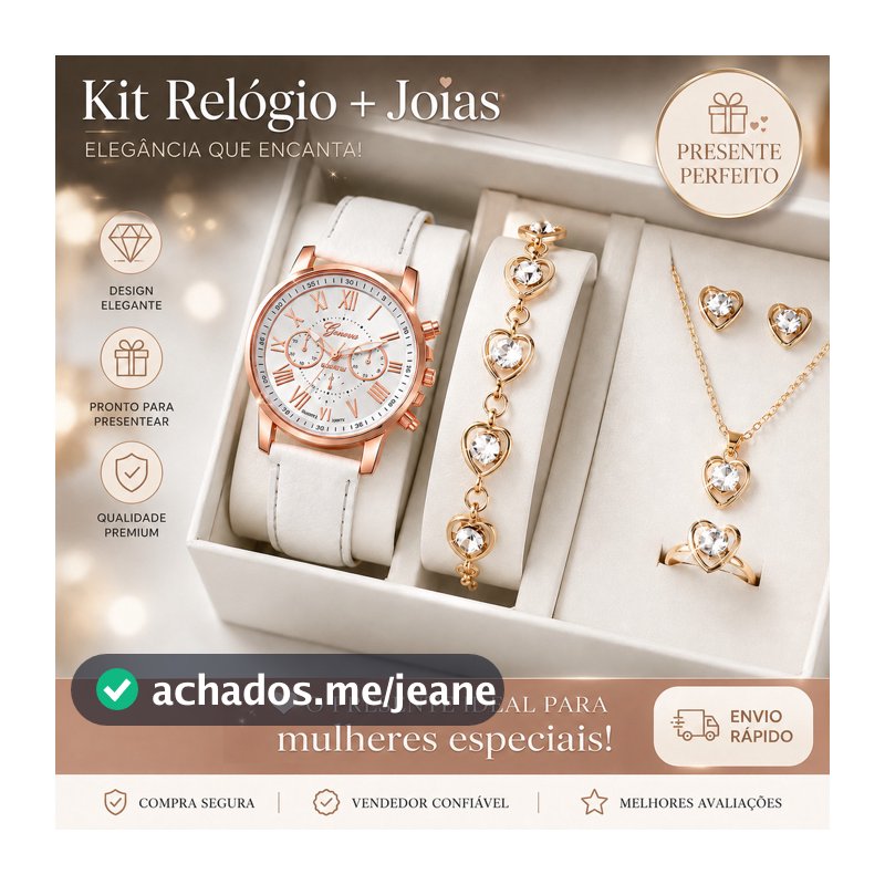 Conjunto de relógio e joias,  Kit's  podem   conter  colar, pulseira, brincos e anel(NÃO ACOMPANHA CAIXA)