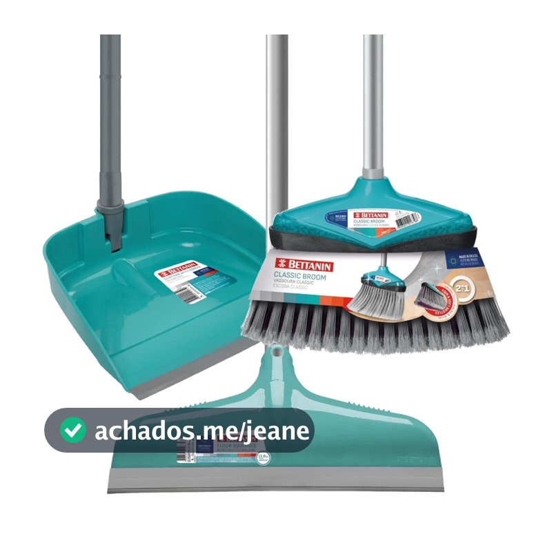 Kit Vassoura Original + Rodo Ballena 30cm + Pá Para Lixo Com Cabo Bettanin