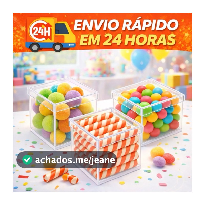 KIT 10/20/30/40/50 e 100 Caixinhas Acrílicas 4x4 cm para Aniversário Lembrancinha