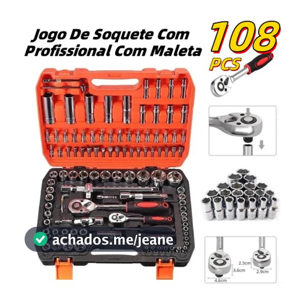 Jogo Caixa De Ferramentas Chave Soquete 22/94/108 Peças Multi Funções