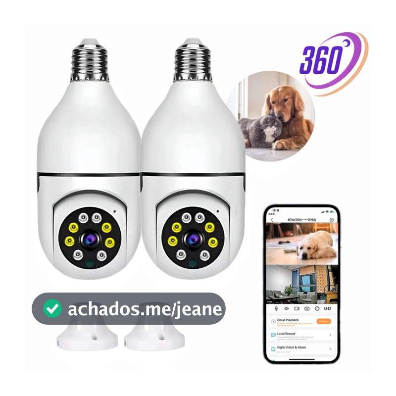 Câmera De Segurança WIFI Com Microfone E Alto-Falante , Visão Noturna , 1/2 Canal , Sem Fio 360 ° , E27 , Aplicativo CAM