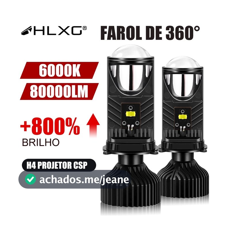 Super Brilhante H4 Projetor LED 80000LM 180W Lâmpada de Farol Automotivo Mini Dual Lente H4 High low lights LHD 12V 24V