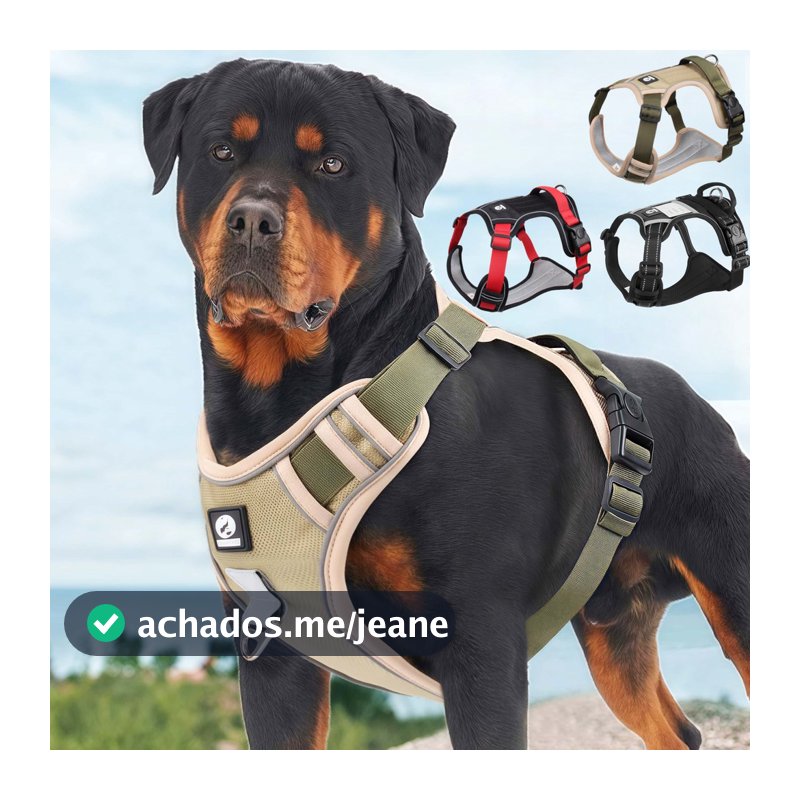 Peitoral Coleira Super Reforçada Refletiva C/ Regulagem Cachorro Grande e Médio Porte Passeio Pet