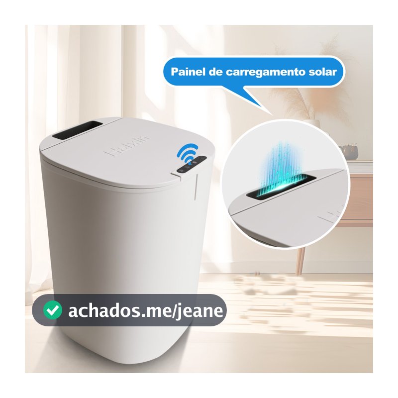 HAIXIN Lixeira Sem Toque 16L, Sensor Infravermelho, Solar + USB, Vedação Anti Odor para Banheiro Cozinha