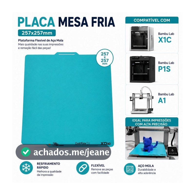 Placa Mesa Fria Magnética Xd3d Cool Plate Bambu Lab P1p P1s X1c A1 e Mini