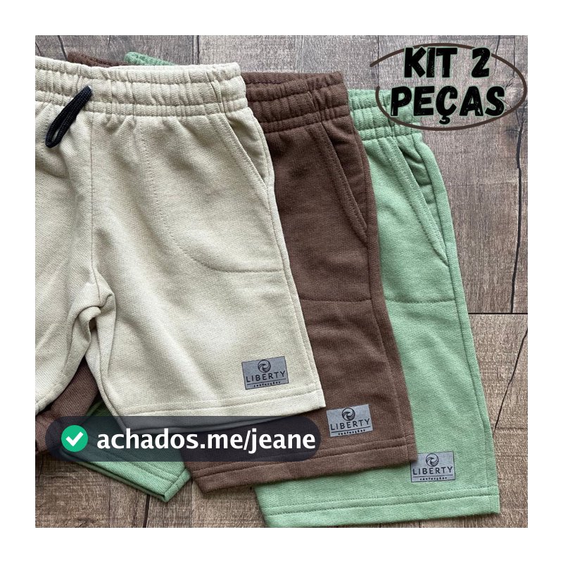 Kit 2 Bermuda Menino Moletom Infantil Short Com Bolso E Cordão De Ajuste Conforto E Qualidade