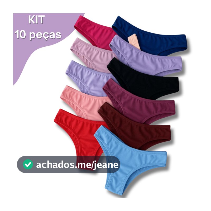 Kit com 10 e 05 Calcinha Feminina Calsinha Tanga Adulto Suplex Microfibra do P ao G