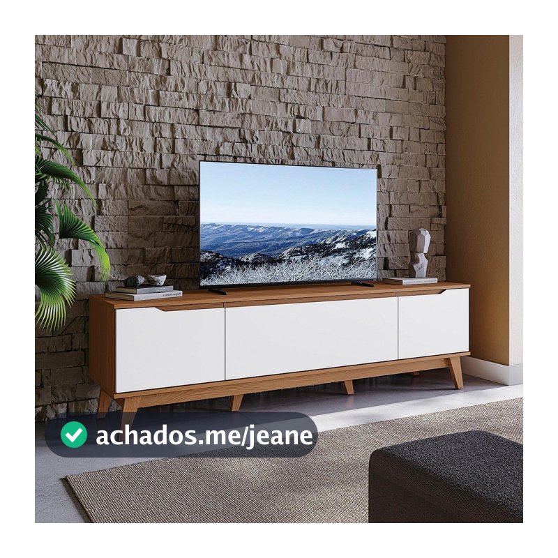 Rack Kappesberg 3 Portas Canela/Branco 180cm