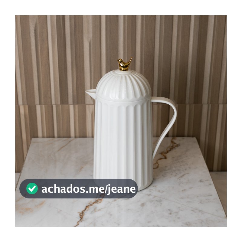 Garrafa Térmica Bird Branca 600ml Wolff Plástico com Ampola de Vidro Luxo
