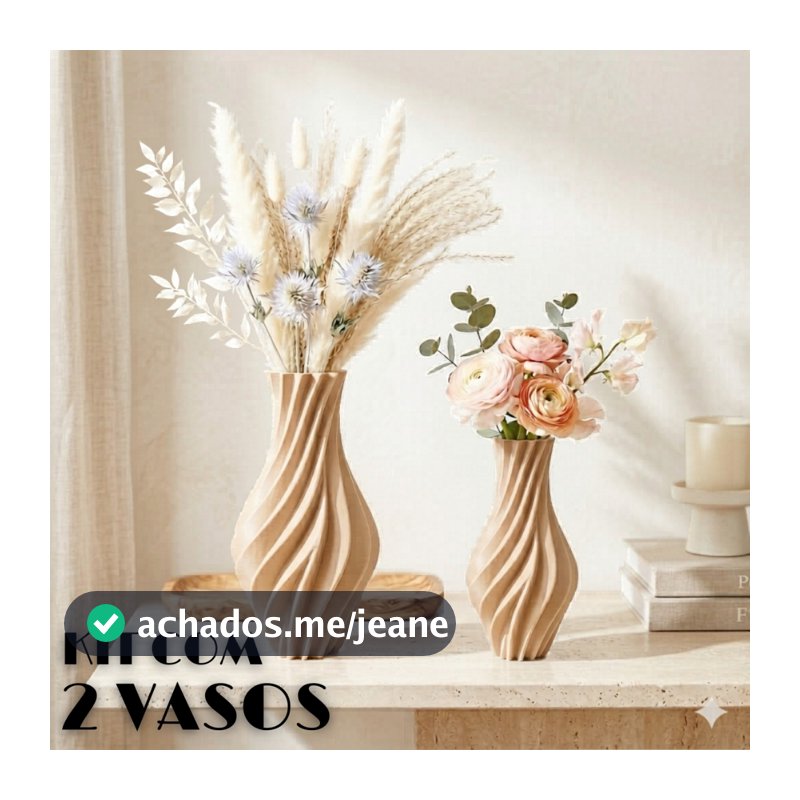 Kit 2 Vasos Decorativos Espiral 3D Cachepot Moderno para Decoração Sala e Mesa Flores e Plantas