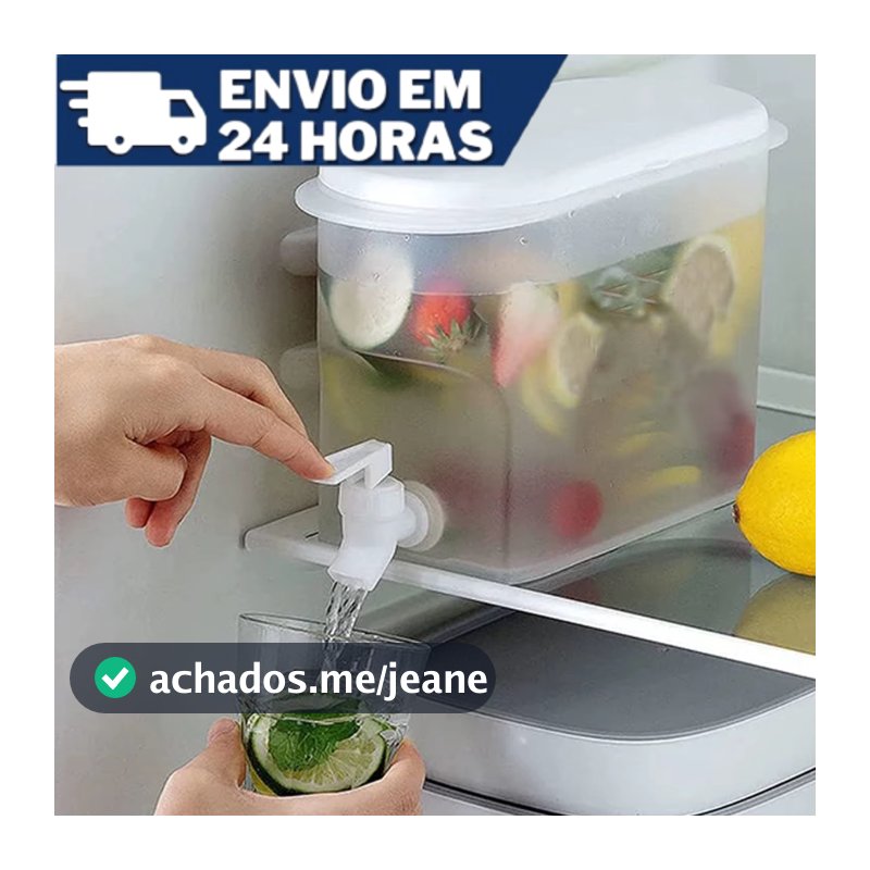 Suqueira Plástica 3L com Tampa para Geladeira com Torneira capacidade 3 litros para Agua Saborizada