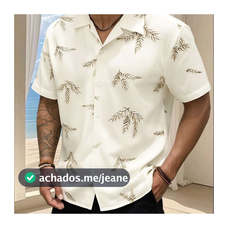 LOJA KRYSTAL floral camisa havaiana praia verão masculino manga curta de botão tecido viscose