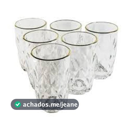 Jogo de  6 copos De Vidro Diamond Fio De Ouro 350ml - Lehaví