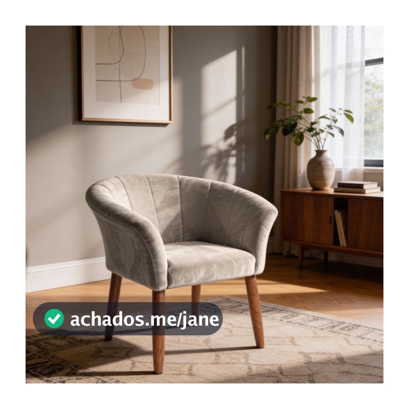 Poltrona Moderna para Recepção Comercial Tecido Veludo Aconchegante Pés de Madeira Reforçado Design Exclusivo
