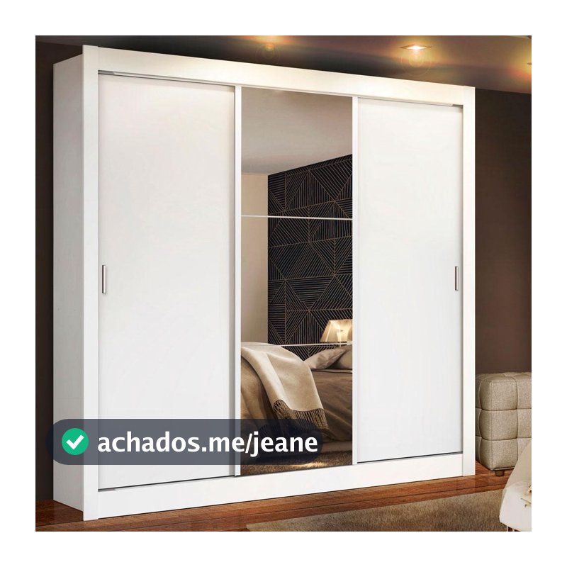 Guarda Roupa Casal 3 Portas de Correr com Espelho Madesa Mônaco