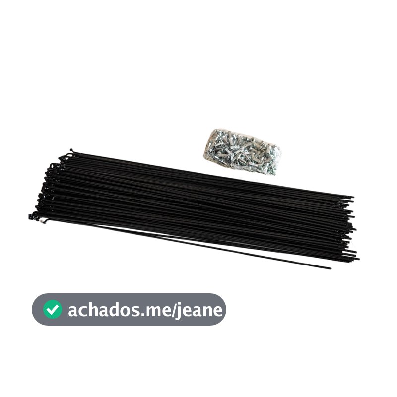 Kit 72 Raio Aro 26 Grosso Aço Carbono 2,5 x 255mm Preto Com Niples