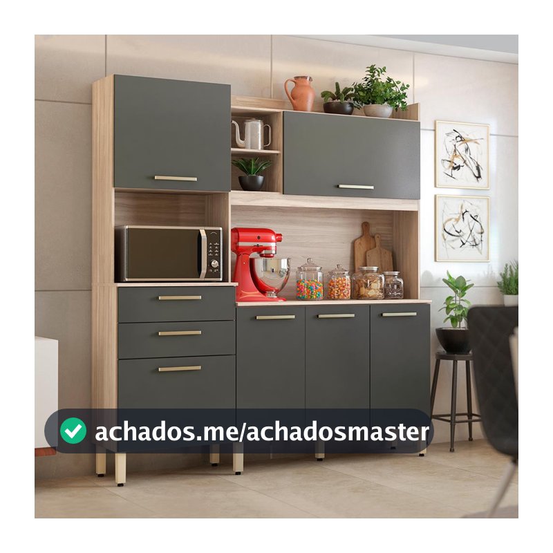 Cozinha Compacta Savoy com 6 Portas 2 Gavetas e 2 Prateleiras Demóbile