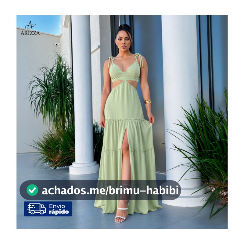 Vestido Longo Feminino Detalhe Abertura Vazado Recortes Fenda Verão