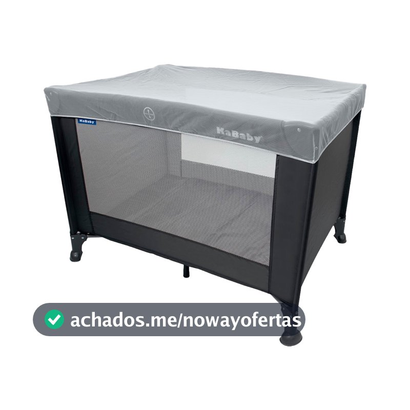 Berço Portátil Infantil Cercado Desmontável Com Mosquiteiro Adventure Cinza Kababy