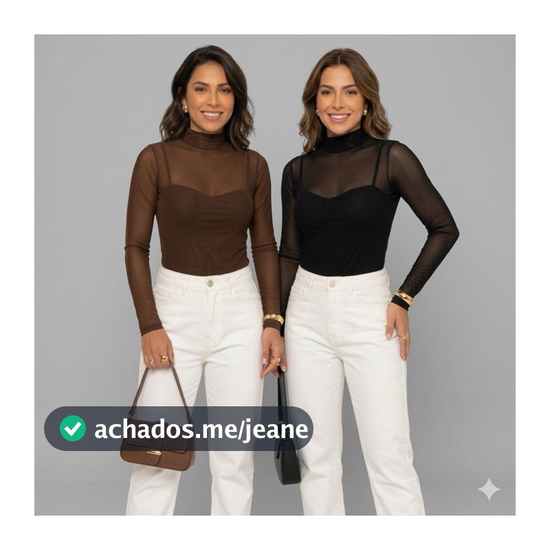 BLUSA de Tule manga longa Malha Transparente Sem Sutiã Moda Casual Tendencia