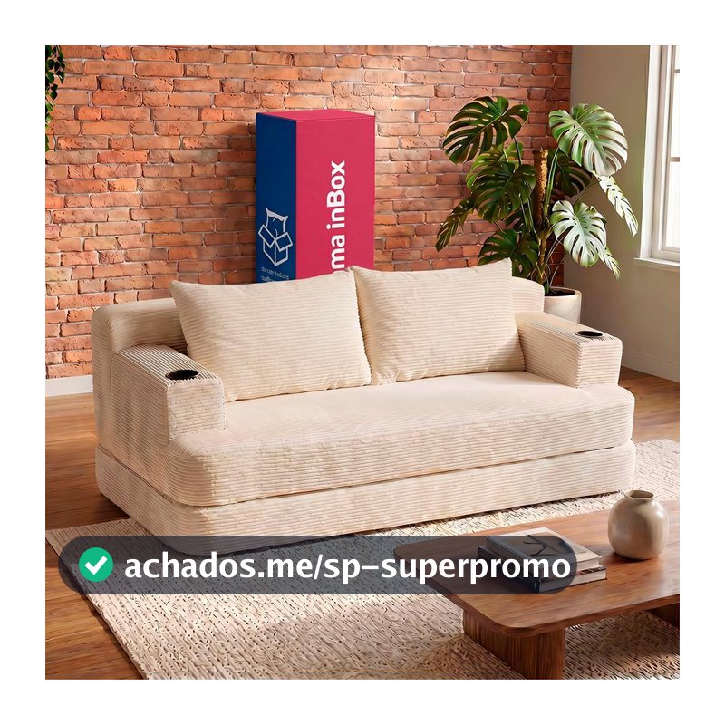 Sofá Cama Nami. 1,50m Xpand Tech Tecido Velourê Cama inBox