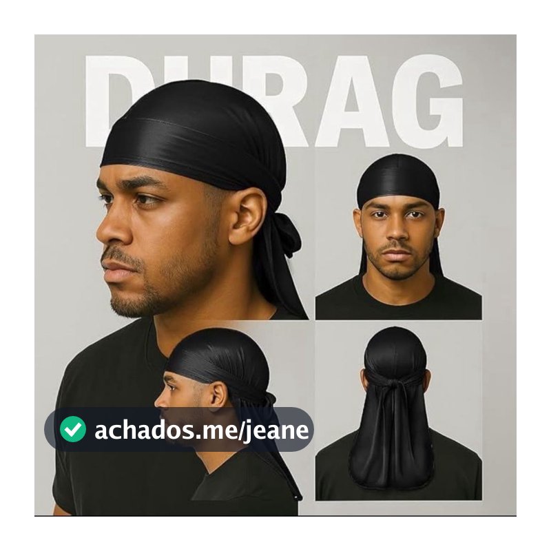 Kit 12 Bandana Durag Waves Touca Afro De Cetim Preto e Branco