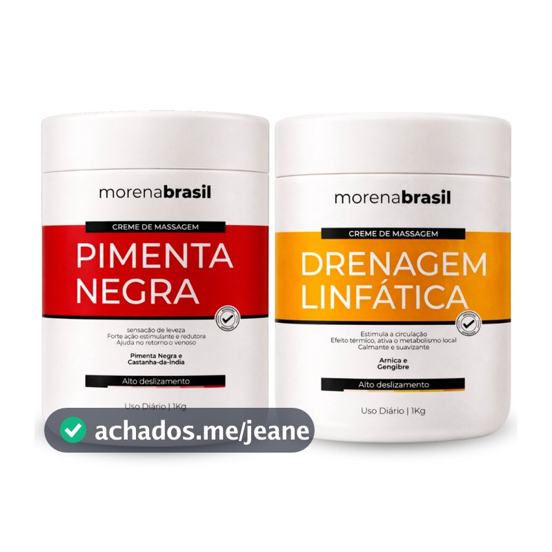 Kit 2X Creme De Massagem Pimenta Negra + Drenagem Linfática | Alto Deslizamento Profissional