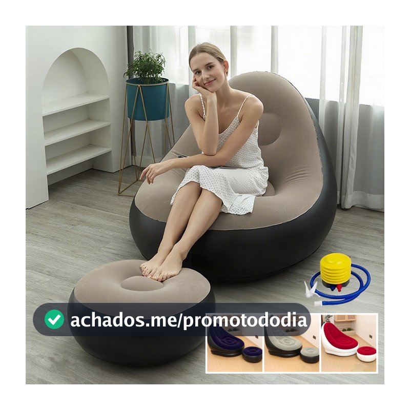 Poltrona Inflável E Conjunto De Sopro Ultra Lounge Portátil Para Descanso Preguiçoso