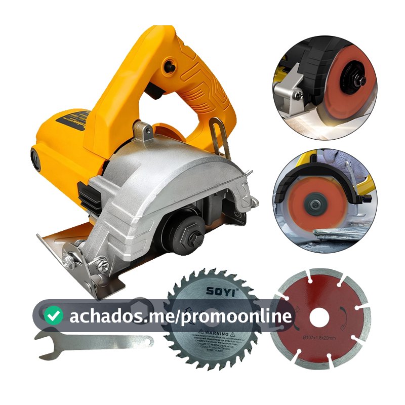 Serra Mármore Profissional 1300W-Tipo Madeira, Concreto 110/220 volts