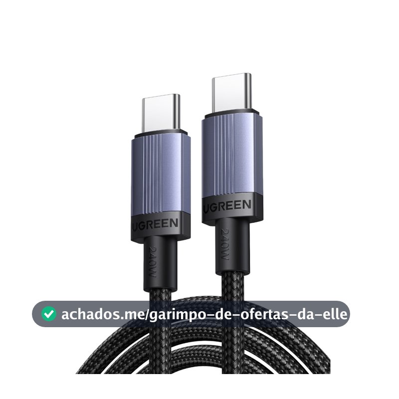 UGREEN PD240W USB-C Para Cabo De Carregamento Smart E-Marker Chip 480Mbps Trançado De Alumínio Compatível Com iPhone 16/